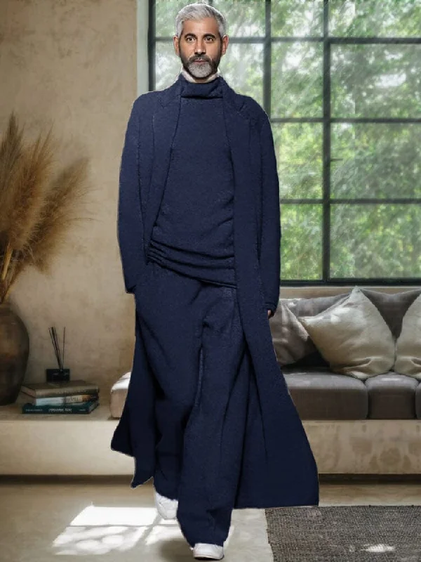 Navy Blue-Long Outerwear