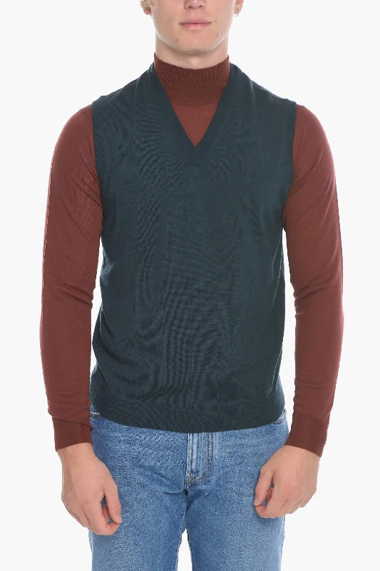 Corneliani V Neck Virgin Wool Vest