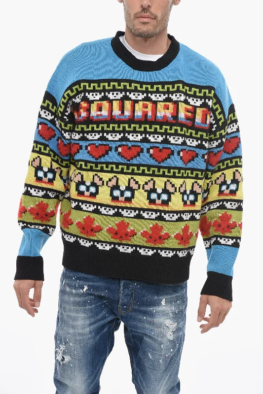 Dsquared2 Mohair Blend CIRO Sweater with Graphic Embroidery