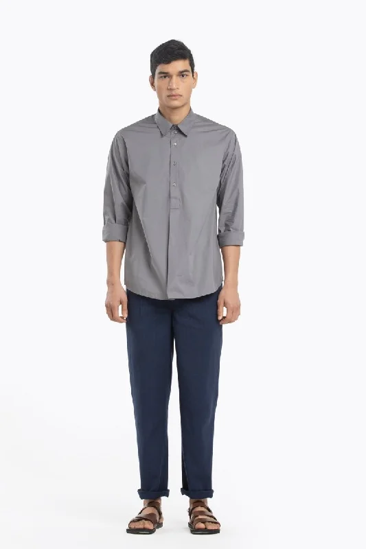 Half Placket Shirt Co-ord- Grey