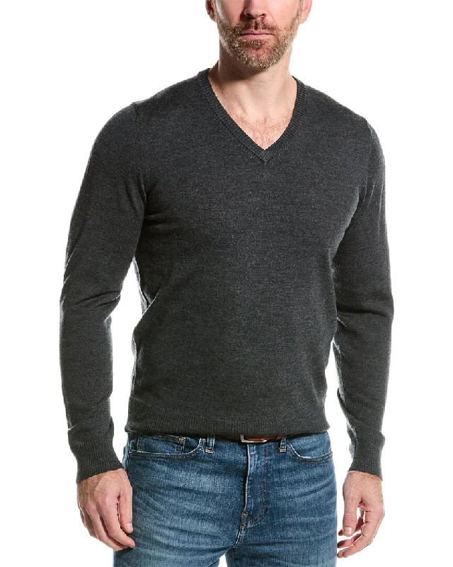 Mette mens  Merino Wool V-Neck Sweater, XXL, Grey