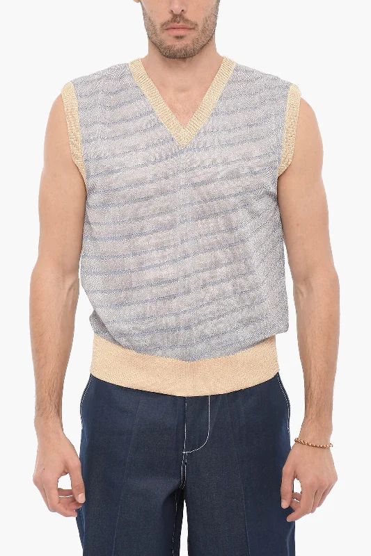 OUR LEGACY V-Neck Sleeveless Striped Sweater