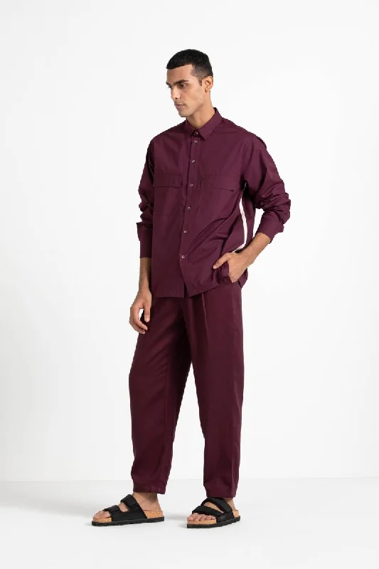 Patch Pocket Shirt Co-ord Wine