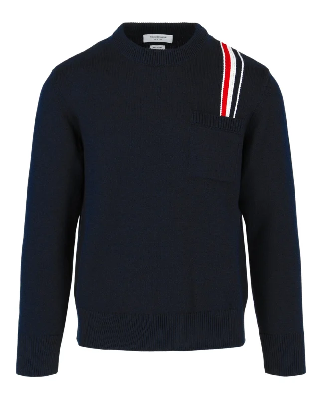 Stripe Intarsia Relaxed Fit Crewneck Sweater