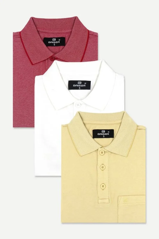 Golf Polo - Collar T-Shirts Pack Of 3 Combo For Men | Ariser