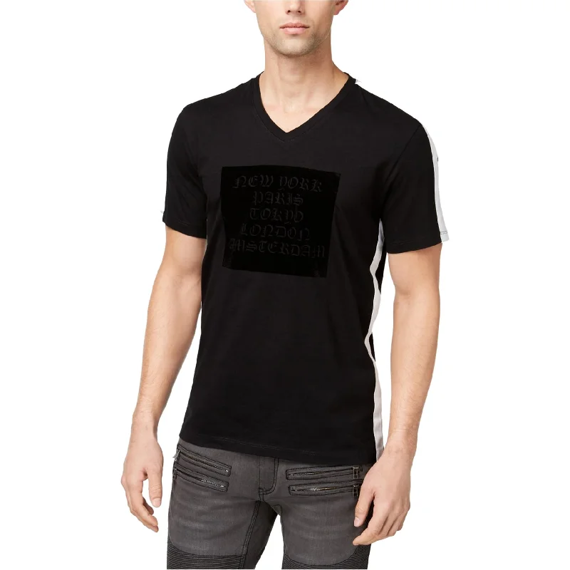 I-N-C Mens Flocked Patch Graphic T-Shirt