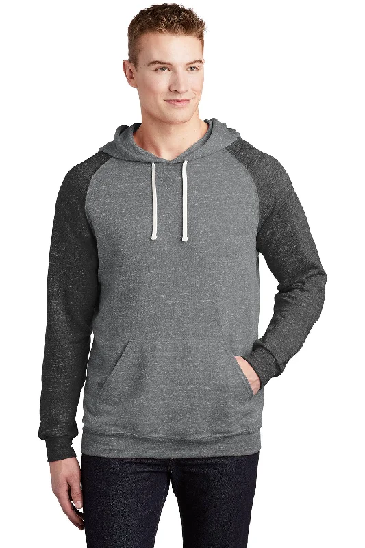 Jerzees Snow Heather French Terry Raglan Hoodie 90M Charcoal/ Black