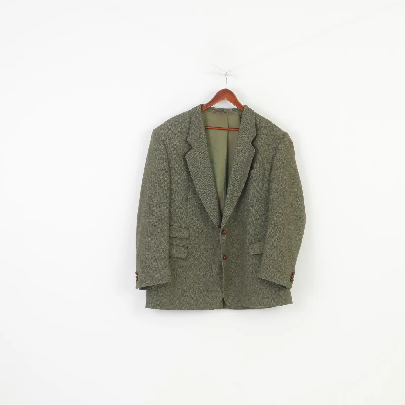 Kruger Men 48 XL Blazer Green Wool Breasted Elegant Vintage Konen Atelier Torino Jacket