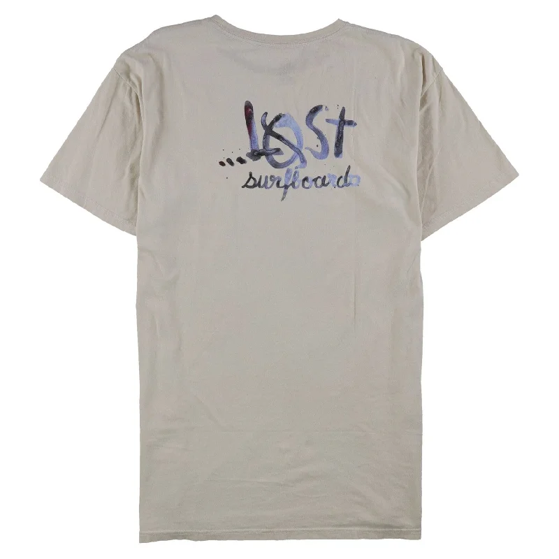 Lost International LLC Mens Washed Out Graphic T-Shirt, Beige, X-Large