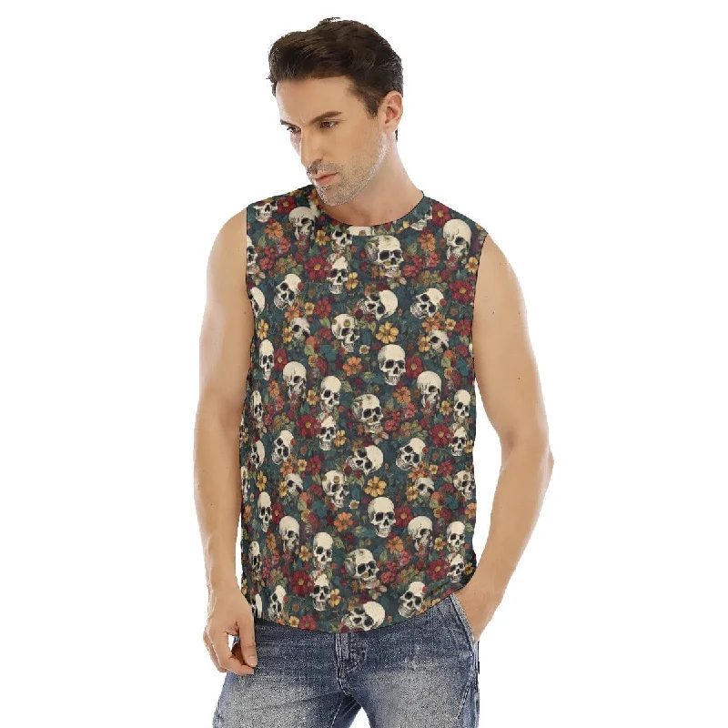 Men's Skull Brown Colors O-neck Tank Top