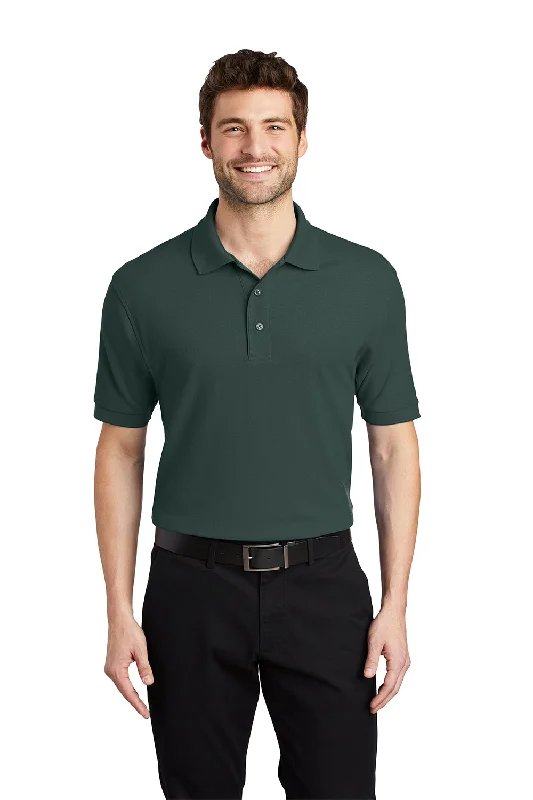 Port Authority Mens Silk Touch Wrinkle Resistant Short Sleeve Polo Shirt - Dark Green