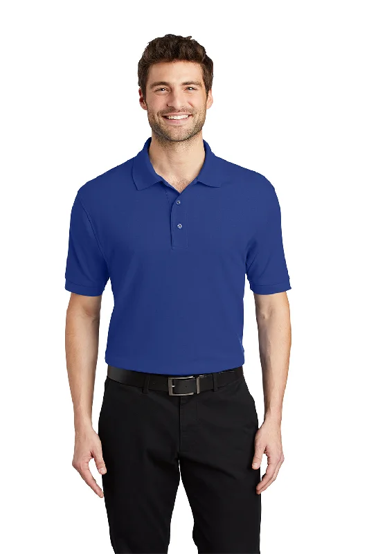 Port Authority Mens Silk Touch Wrinkle Resistant Short Sleeve Polo Shirt - Royal Blue