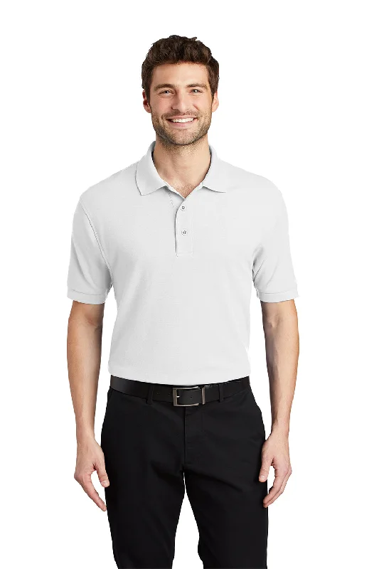 Port Authority Mens Silk Touch Wrinkle Resistant Short Sleeve Polo Shirt - White