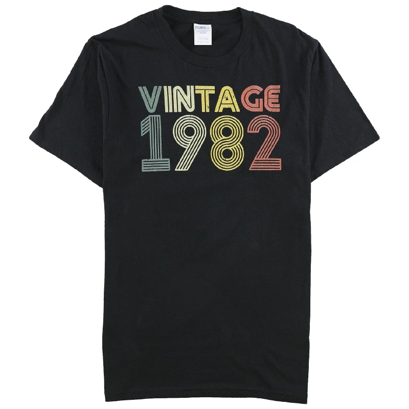 Port & Company Mens Vintage 1982 Graphic T-Shirt, Black, Small