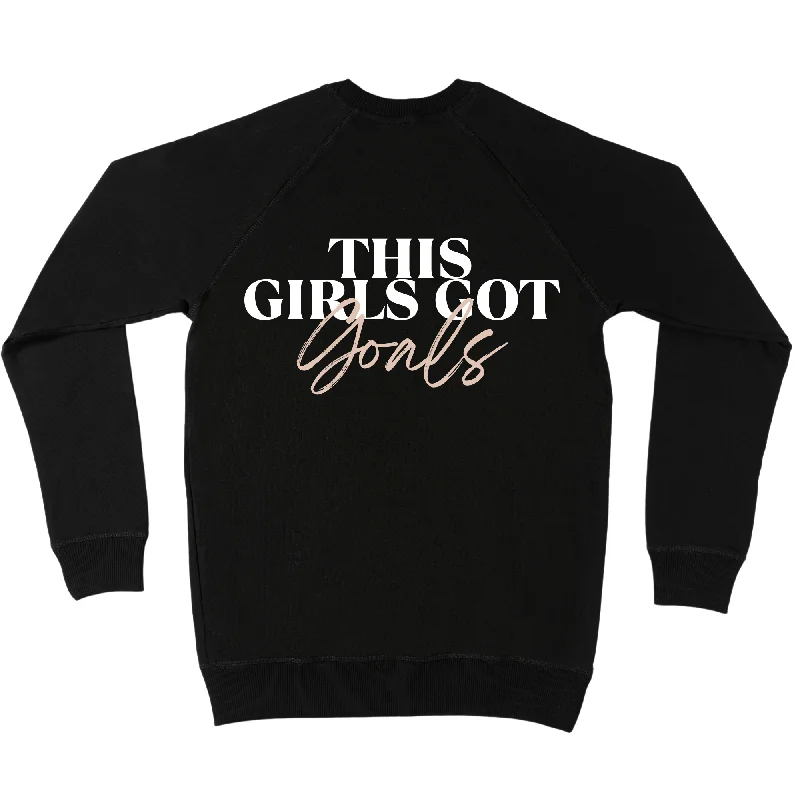 This Girls Got Goals Rosegold Bella Sponge Fleece Crewneck